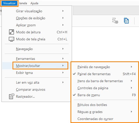 Mostrar ou ocultar elementos de menu