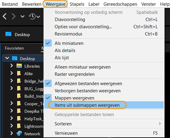 Items uit submappen weergeven