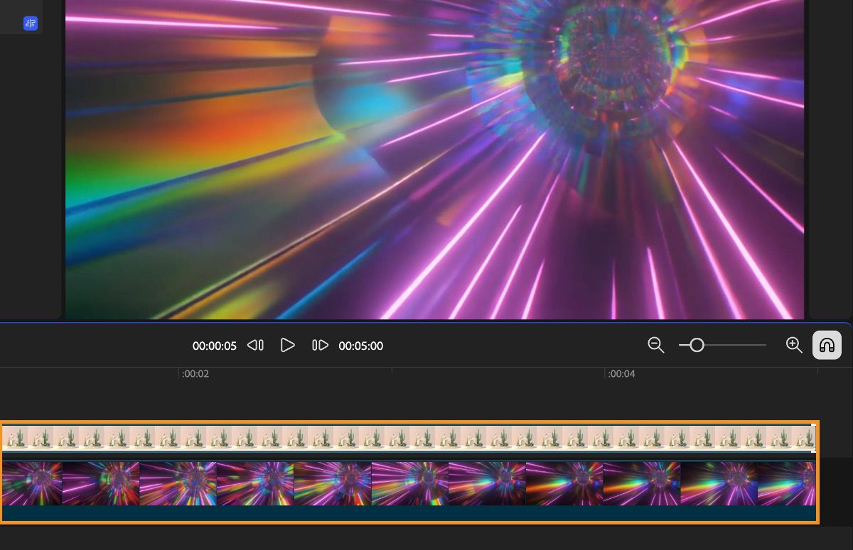 Die zur Timeline hinzugefügten Videos sind hervorgehoben.