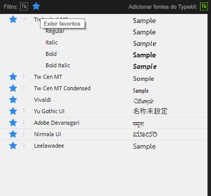 Definir fontes como favoritas