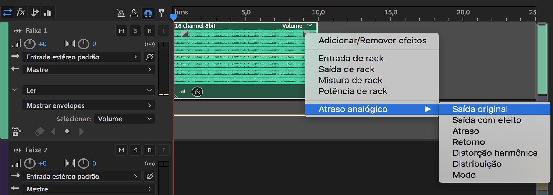 Mostrando um parâmetro para um efeito