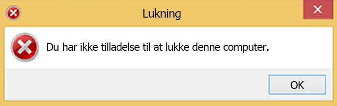 Fejl ved lukning af Windows