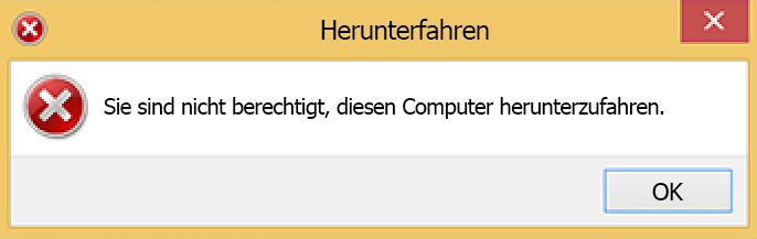 Fehler beim Herunterfahren von Windows