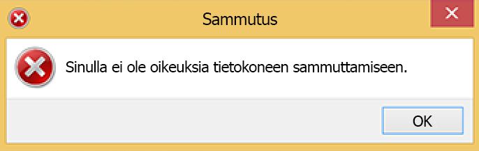 Virhe suljettaessa Windows-käyttöjärjestelmää
