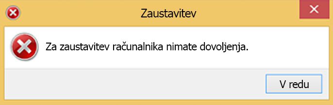 Napaka ob izklopu sistema Windows