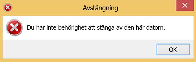 Fel vid avstängning av Windows