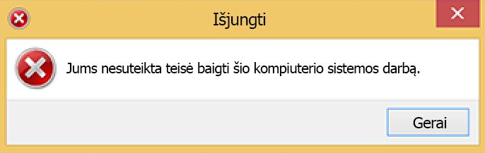Klaida išjungiant „Windows“