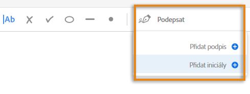 Přidání podpisu nebo iniciál