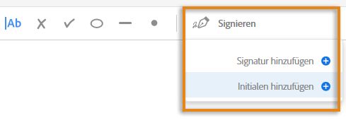 Unterschrift oder Initialen hinzufügen
