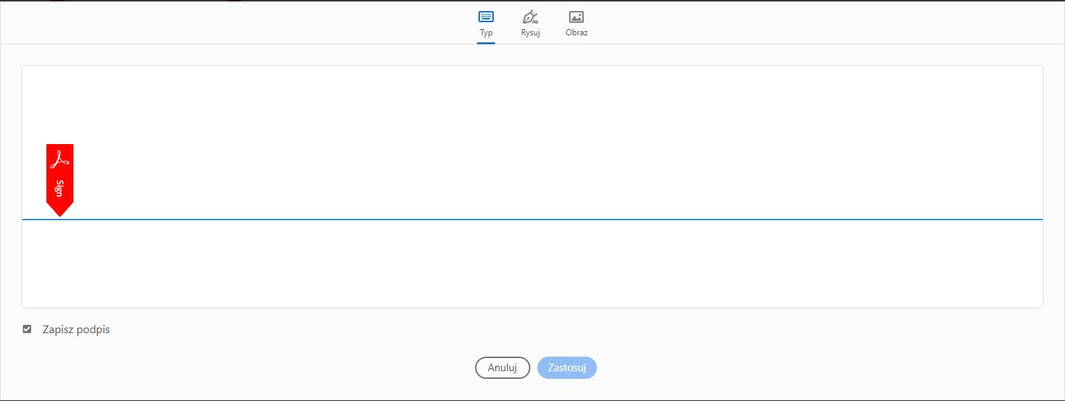 Wpisywanie, rysowanie lub import podpisu w postaci obrazu