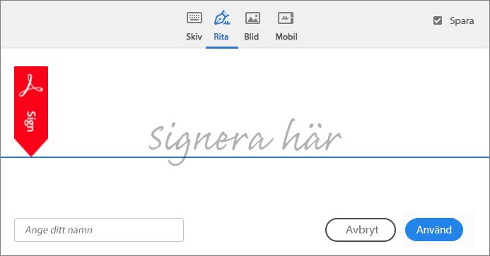 Skapa, rita eller importera en signaturbild