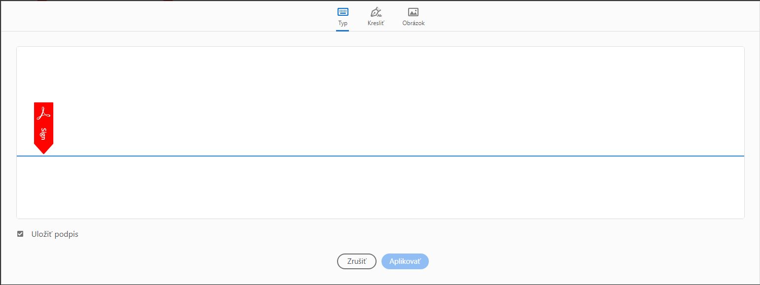 Zadanie podpisu pomocou klávesnice, jeho nakreslenie alebo importovanie súboru s podpisom