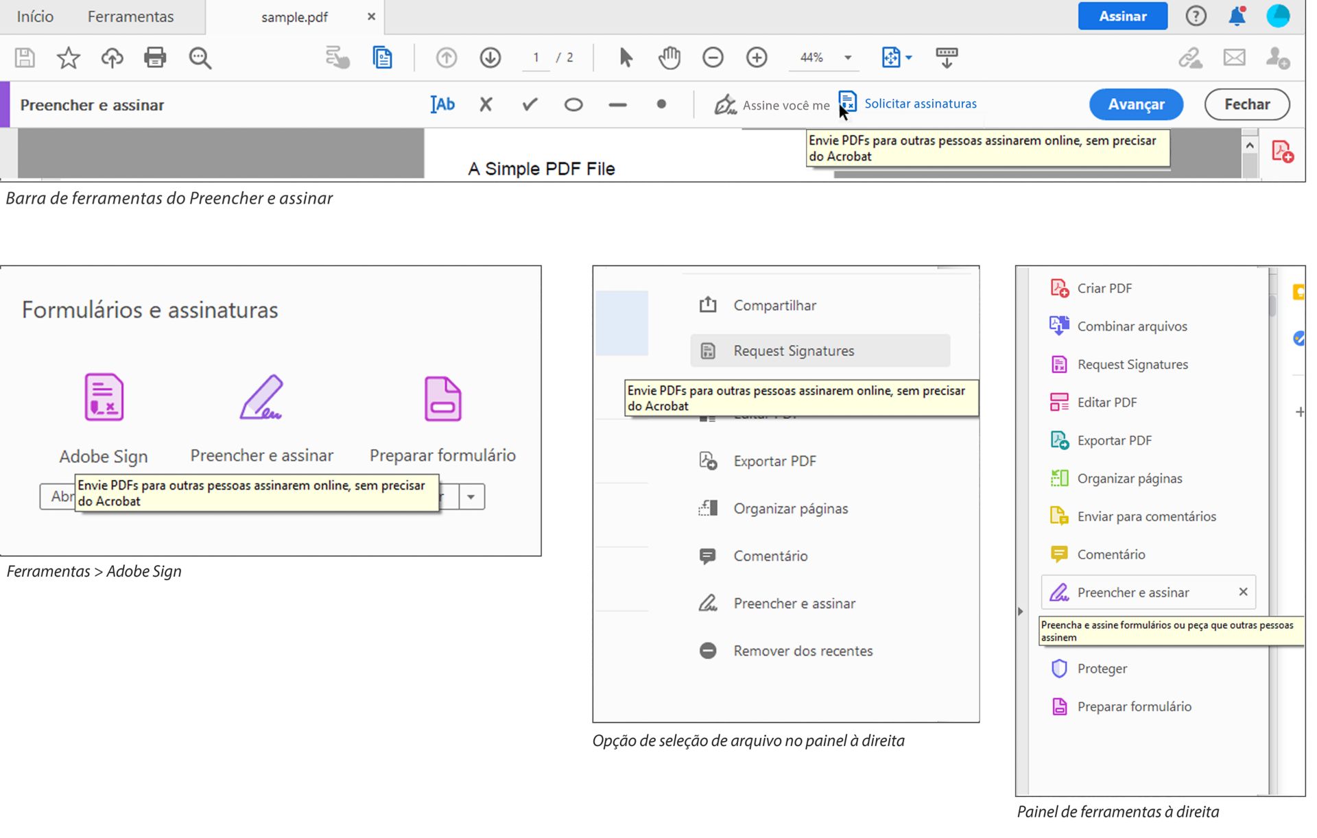 Nova descrição da ferramenta Sign