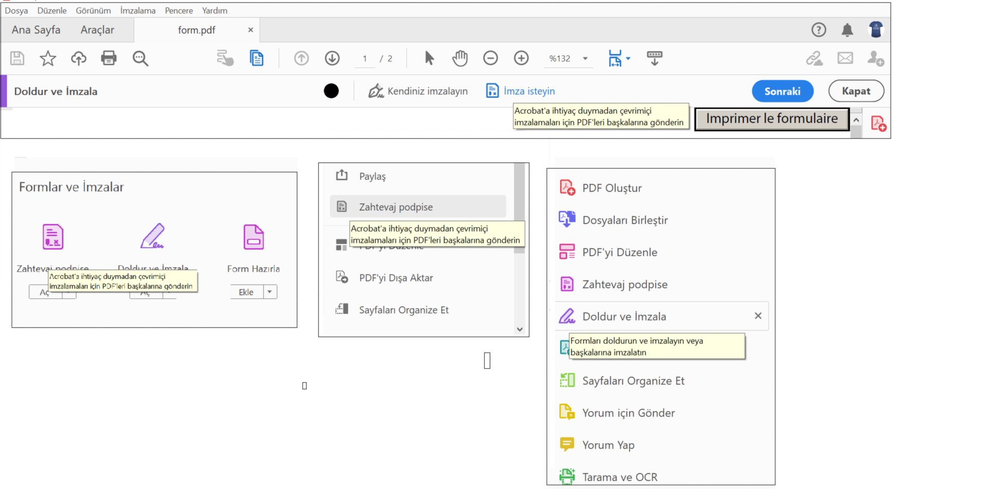 İmzalama aracı için yeni açıklama
