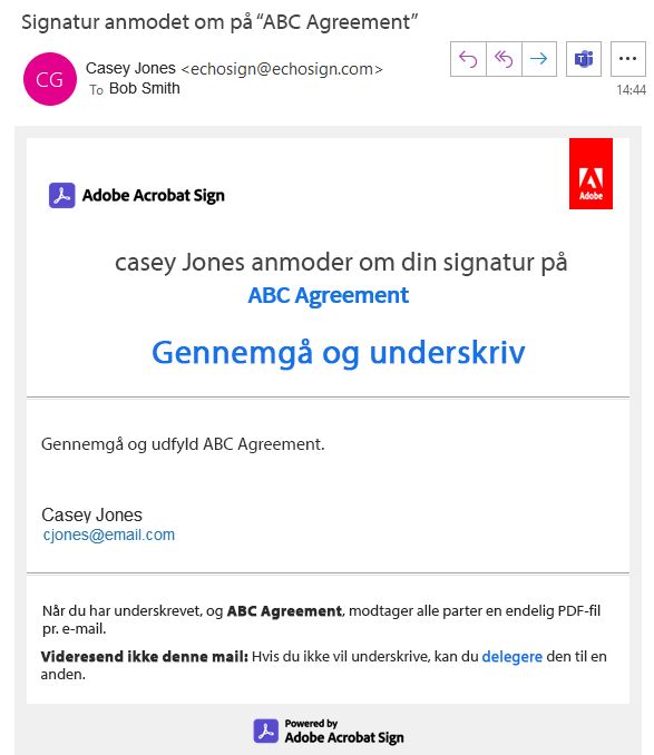 Mailnotifikation med link til aftalen.