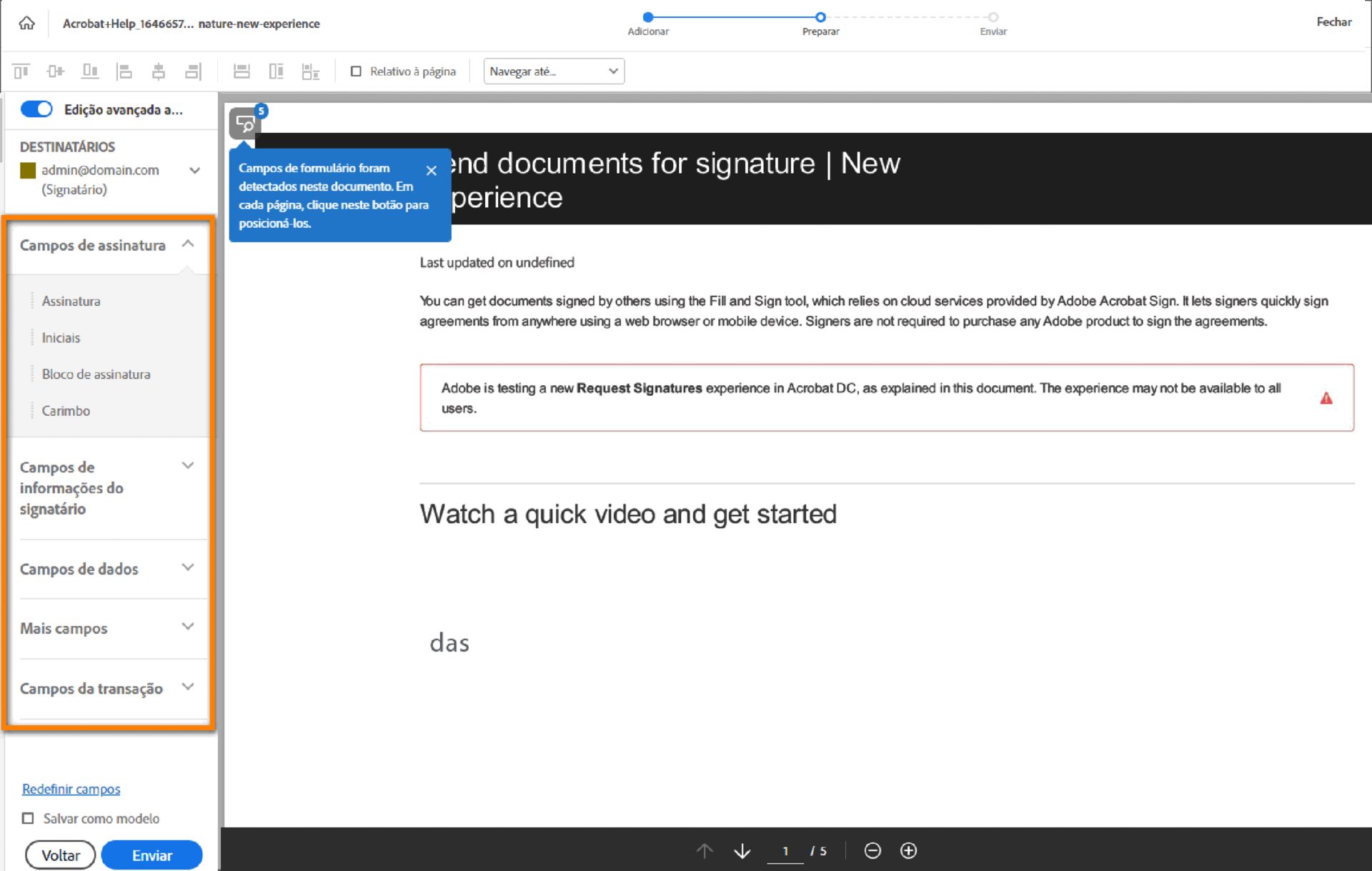 Adicionar campos de formulário