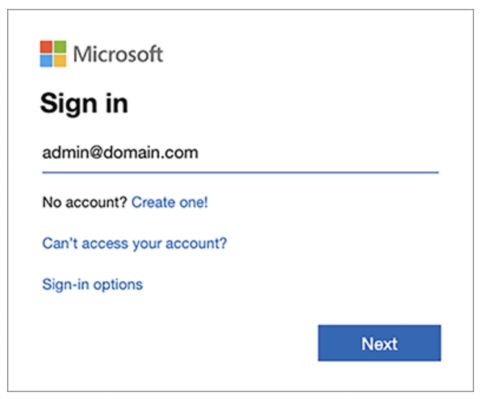 Microsoft login page