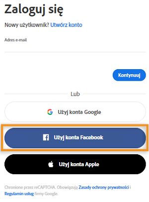 Logowanie w usłudze Adobe Document Cloud