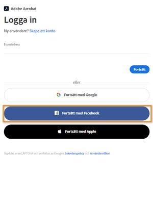 Logga in på Adobe Document Cloud