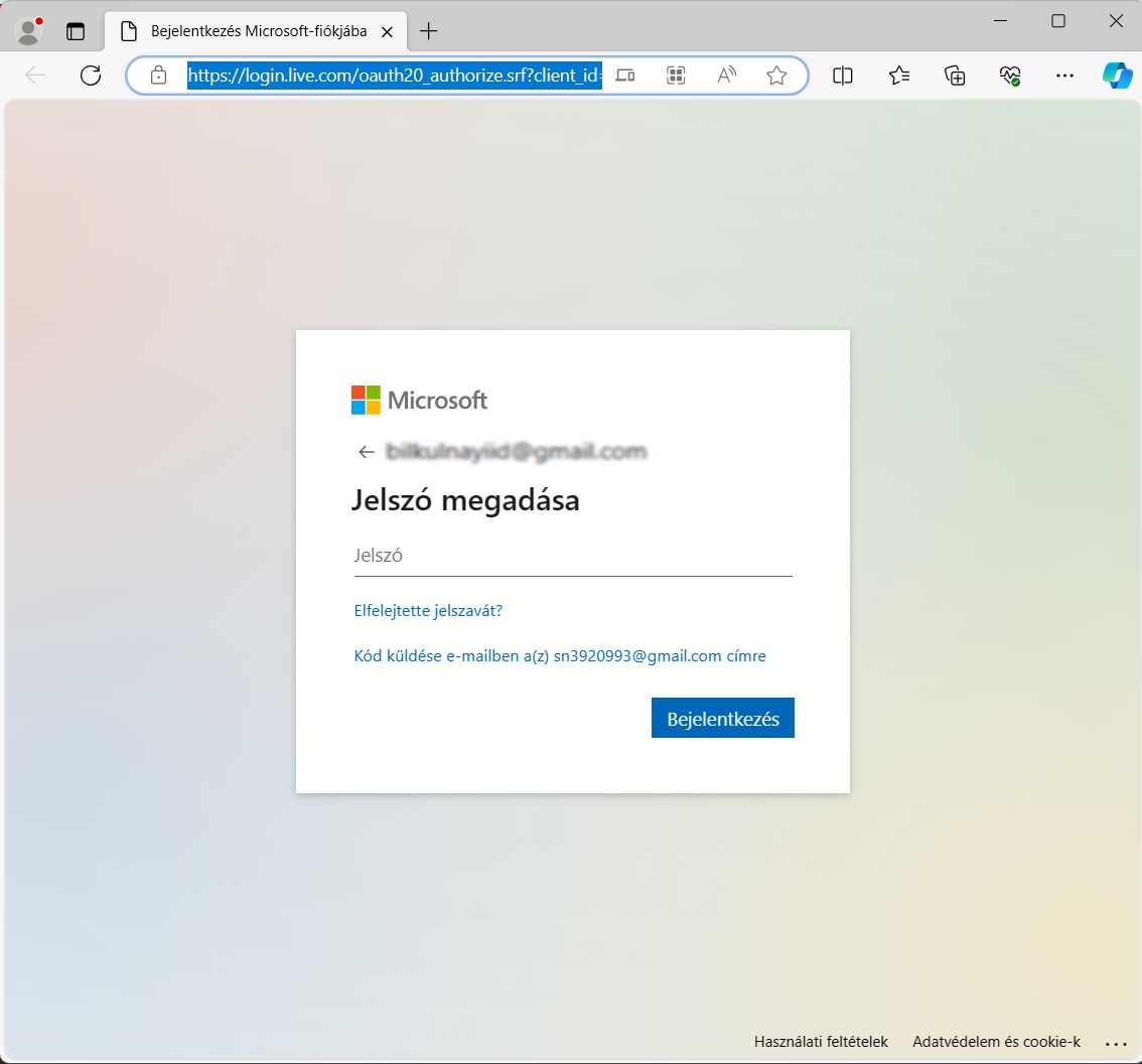 OneDrive bejelentkezési párbeszédpanel