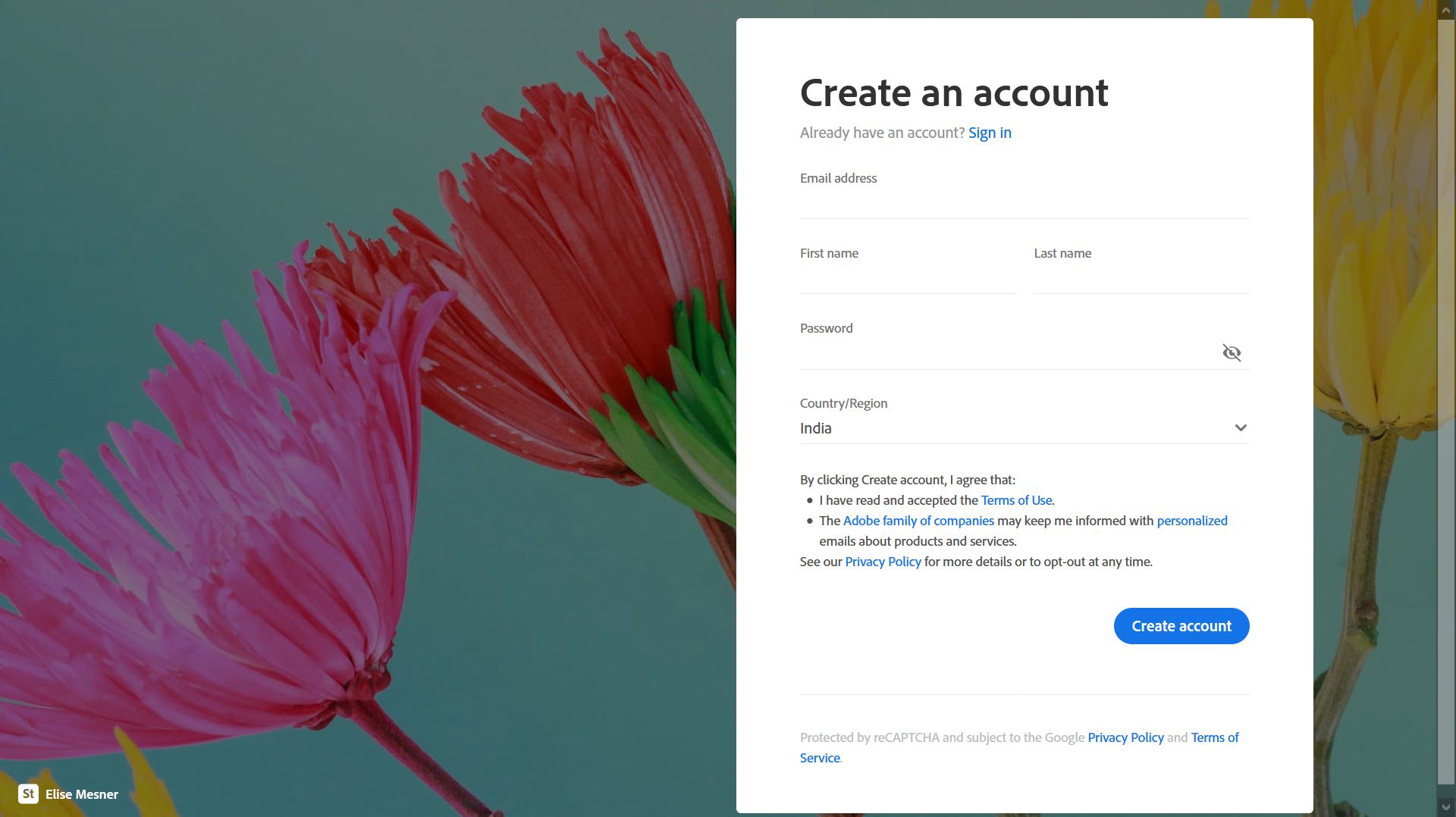 Adobe ID - criar ou fazer logon