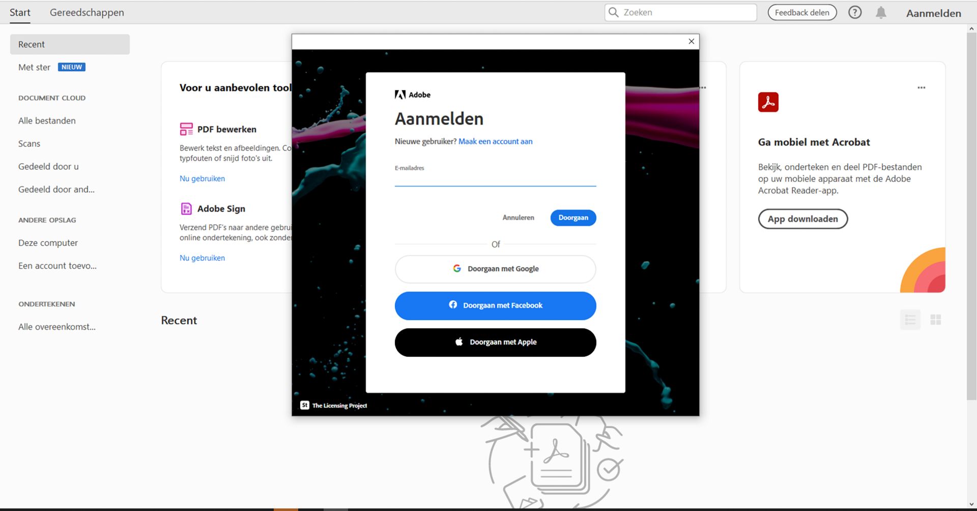 Meld u aan met uw Adobe ID
