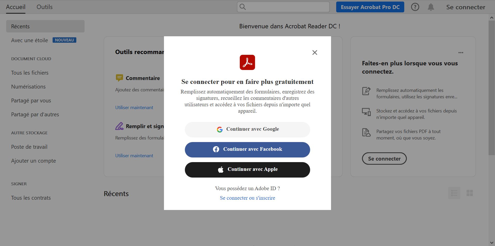 Connectez-vous au moyen de votre Adobe ID