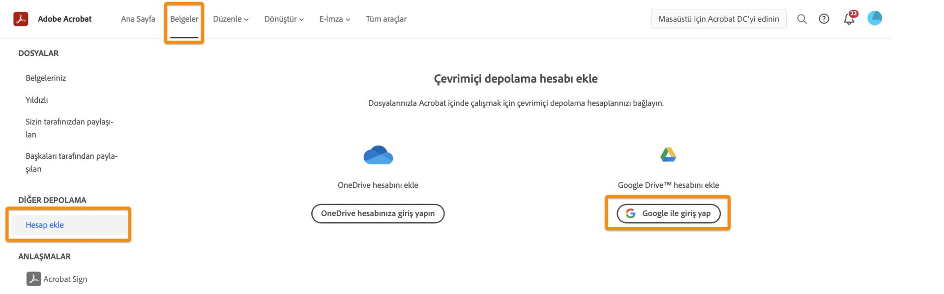 Google Drive hesabınızı ekleme