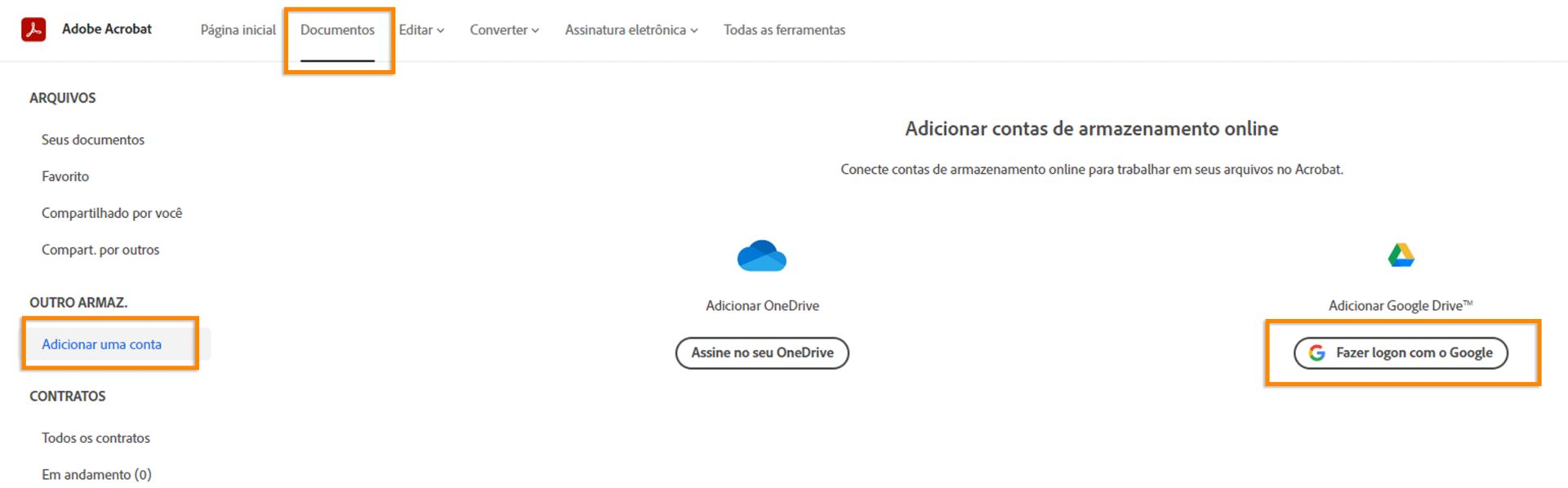 Adicionar sua conta do Google Drive