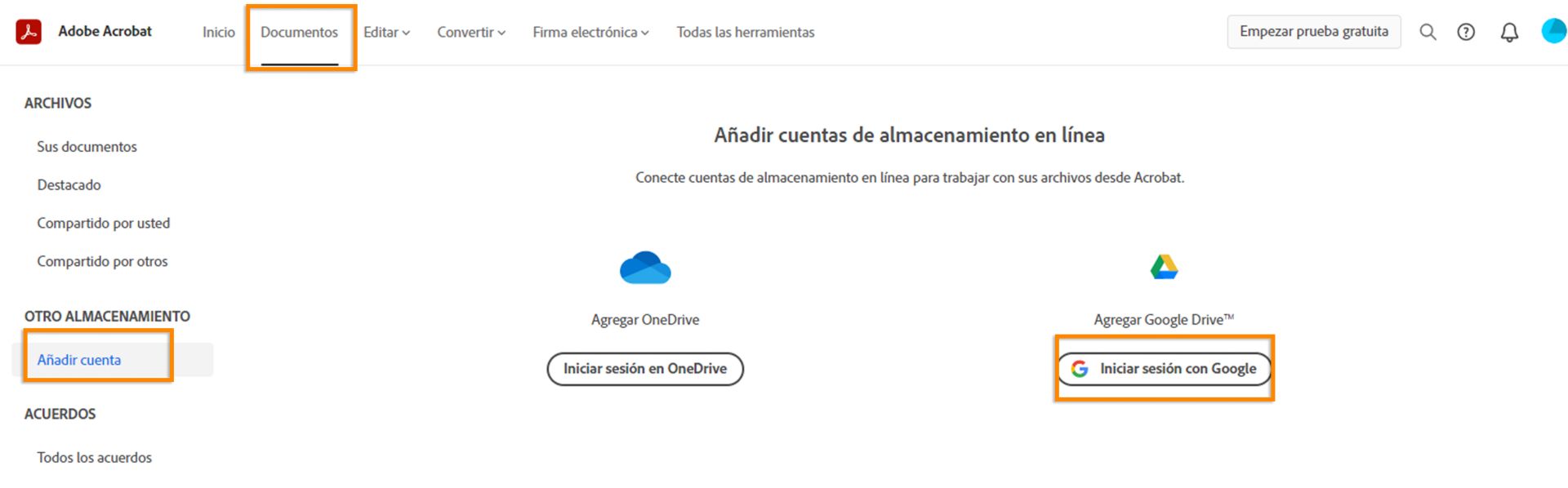 Agregar su cuenta de Google Drive