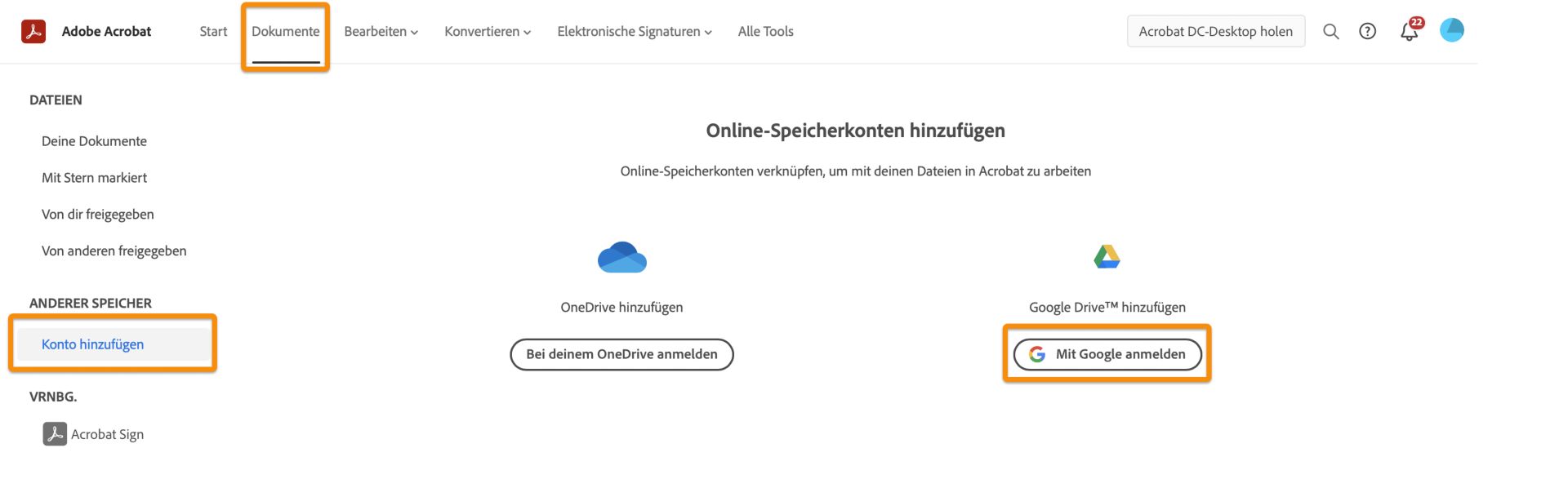 Google Drive-Konto hinzufügen