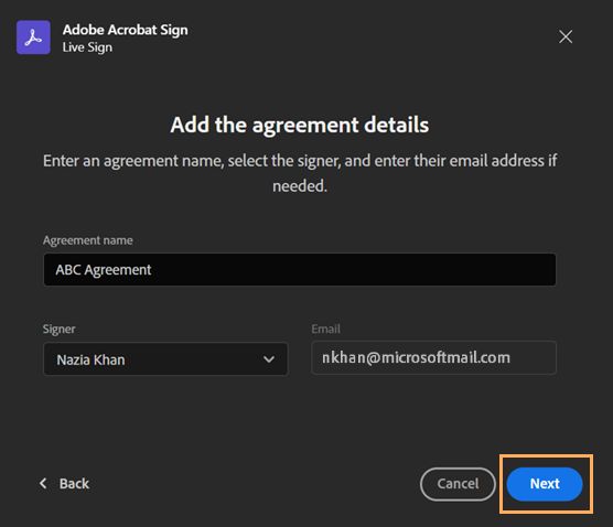 Acrobat Sign for Microsoft Teams: Live Sign