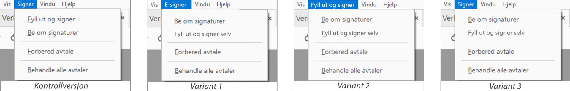 Alternativer på Signer-menyen