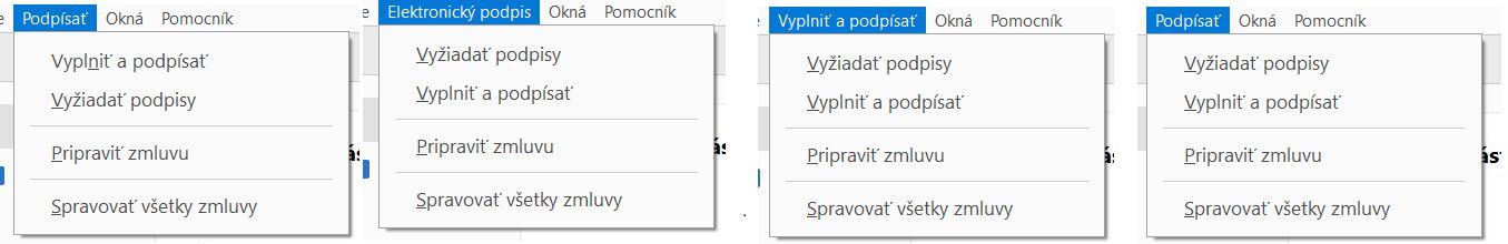 Možnosti podpisovej ponuky