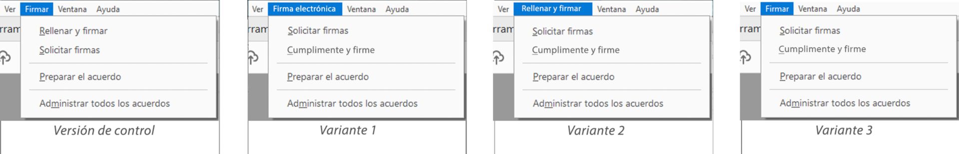 Opciones del menú Firmar