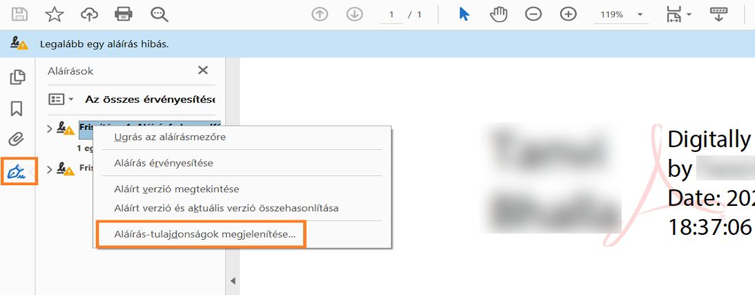 Aláírás tulajdonságai