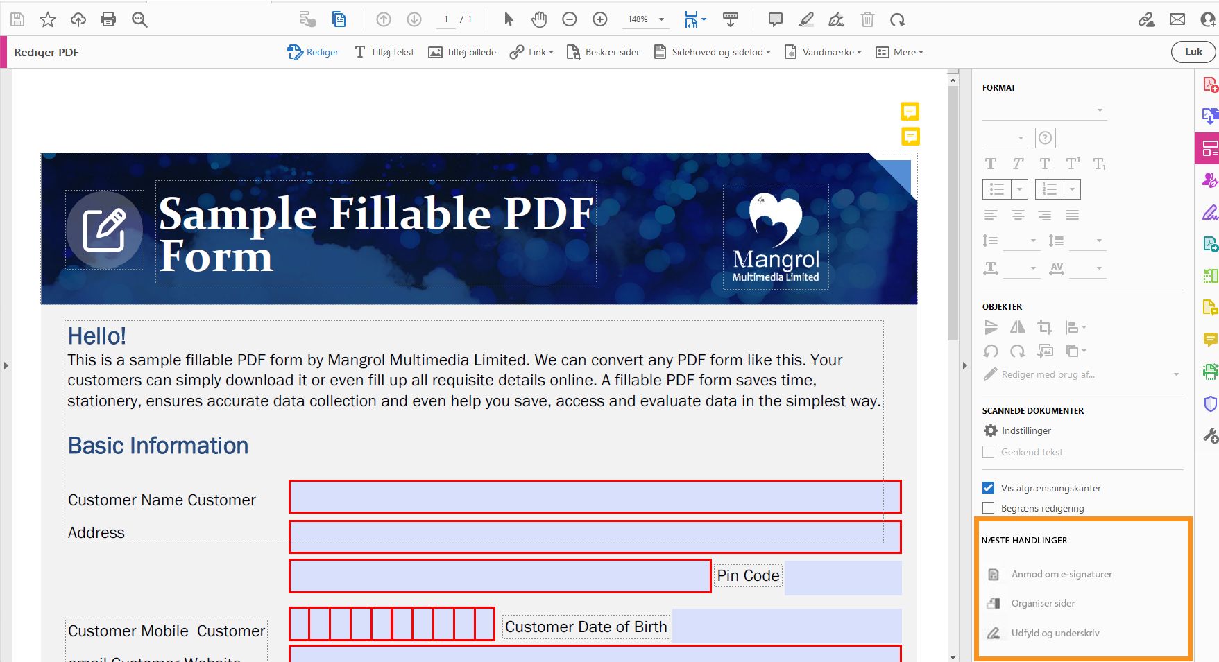 Brug underskrivelsesværktøjers prompt efter redigering af et dokument