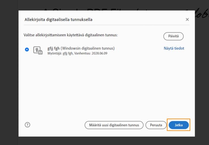 Valitse digitaalinen tunnus