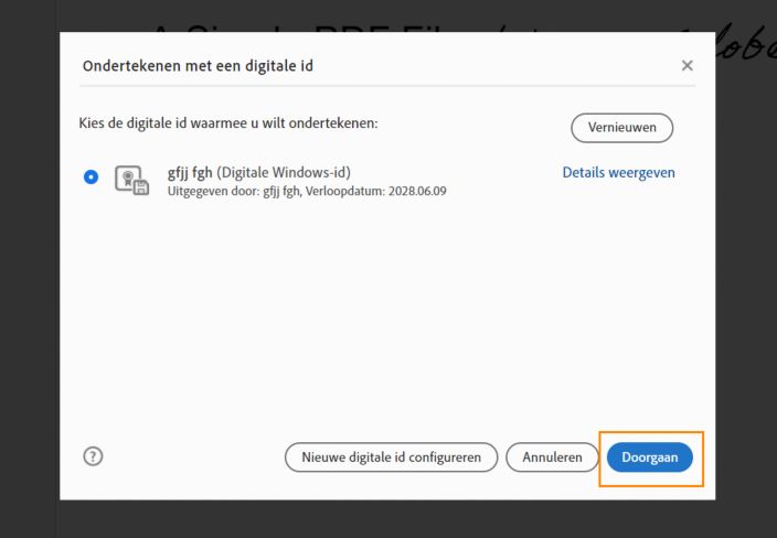 Digitale ID selecteren