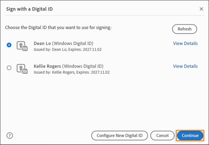 証明書ベースの署名、Adobe Acrobat