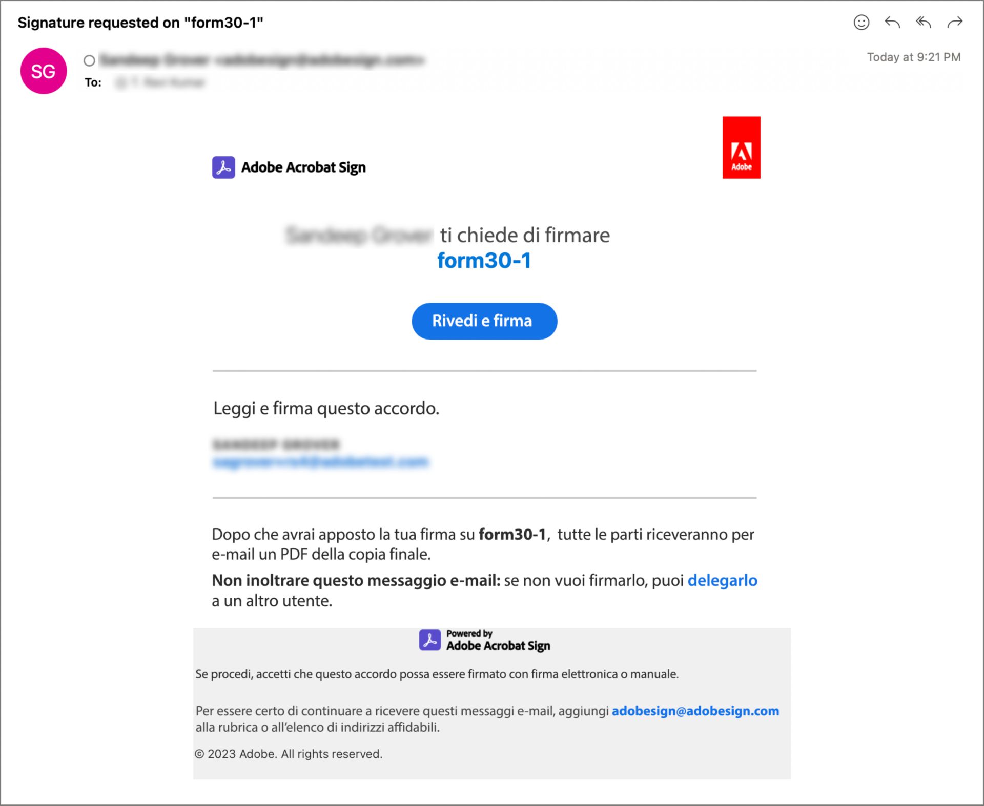 Esperienza del firmatario