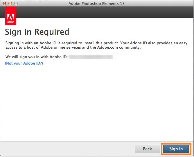 Adobe ID'nizle giriş yapın