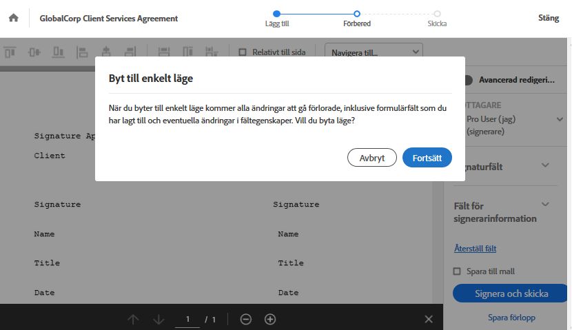 Varning i enkelt läge