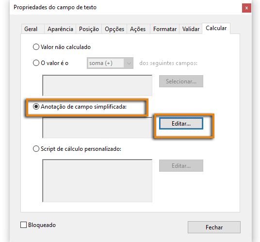 Notação de campo simplificada