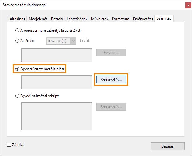 Egyszerűsített mezőjelölés