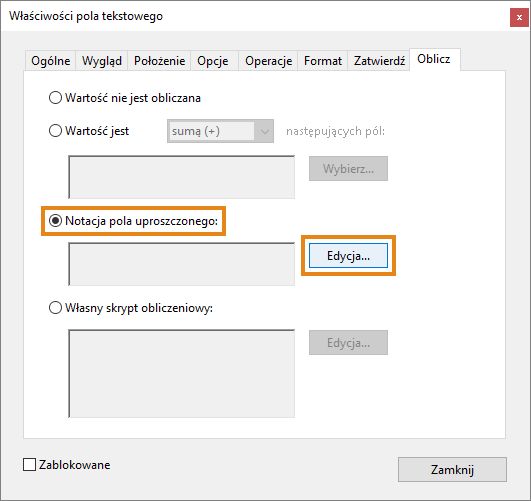 Notacja pola uproszczonego