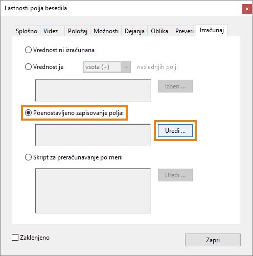 Poenostavljeno zapisovanje polja