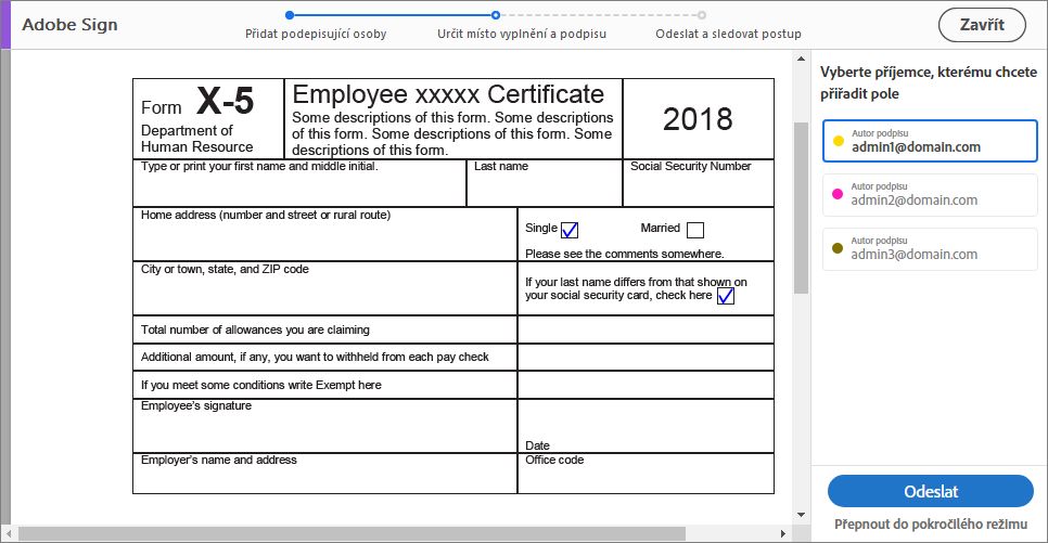 Zjednodušený režim pro více podepisujících osob