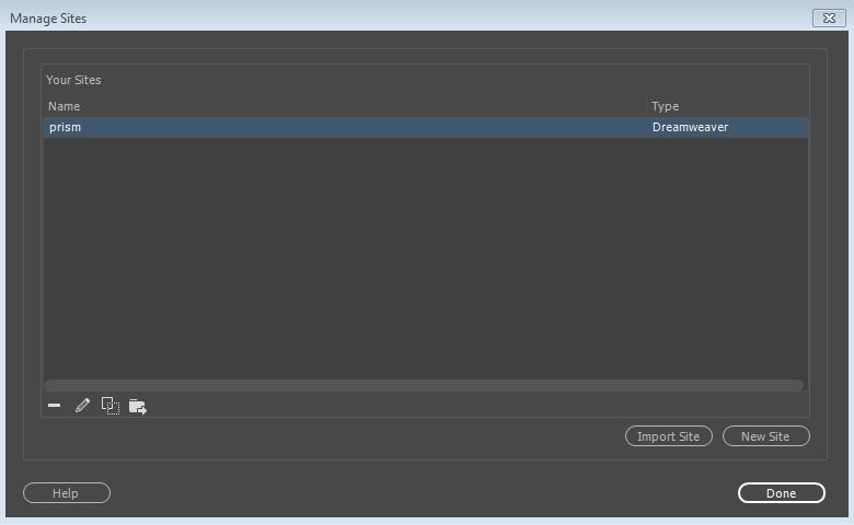 Cuadro de diálogo de configuración de sitios
