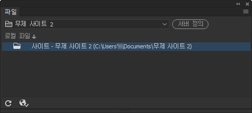 Dreamweaver에 사이트가 정의되었지만 서버가 정의되지 않은 경우의 파일 패널